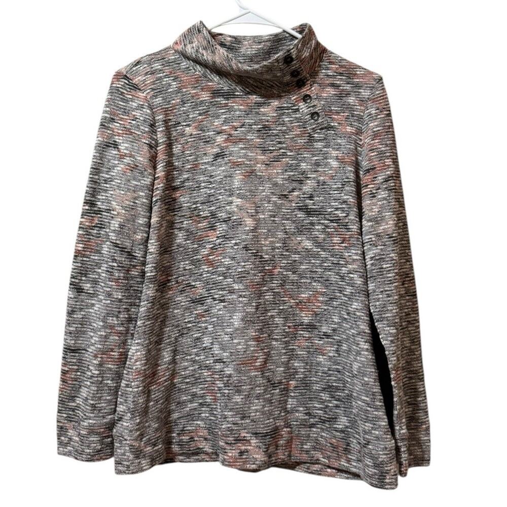 Christopher & Banks Women Size‎ Medium Mock Neck Sweater Buttons Cotton Blend